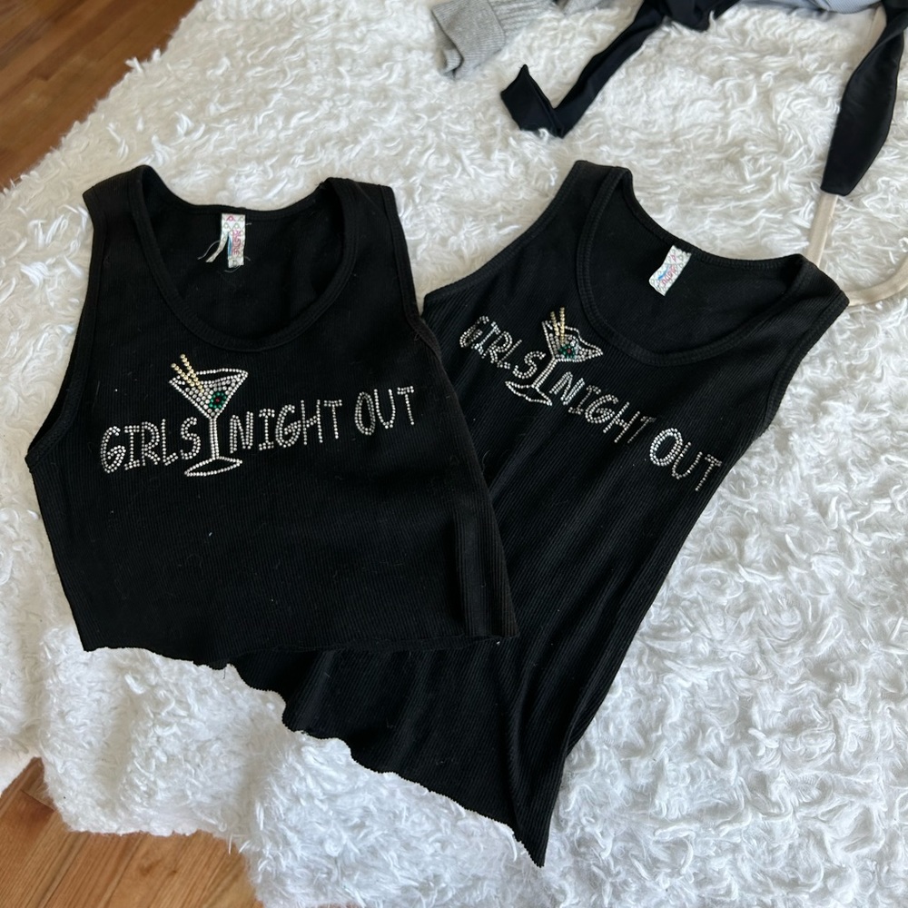 Matching girls night out tank tops